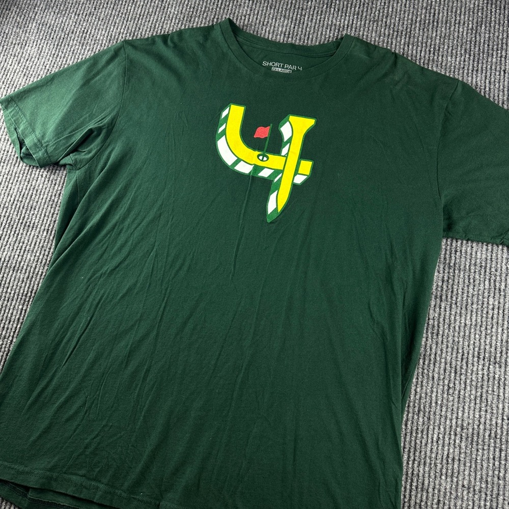Short Par 4 Mens 2XL Green Cotton Golf Graphic Tee Shirt T-Shirt Masters